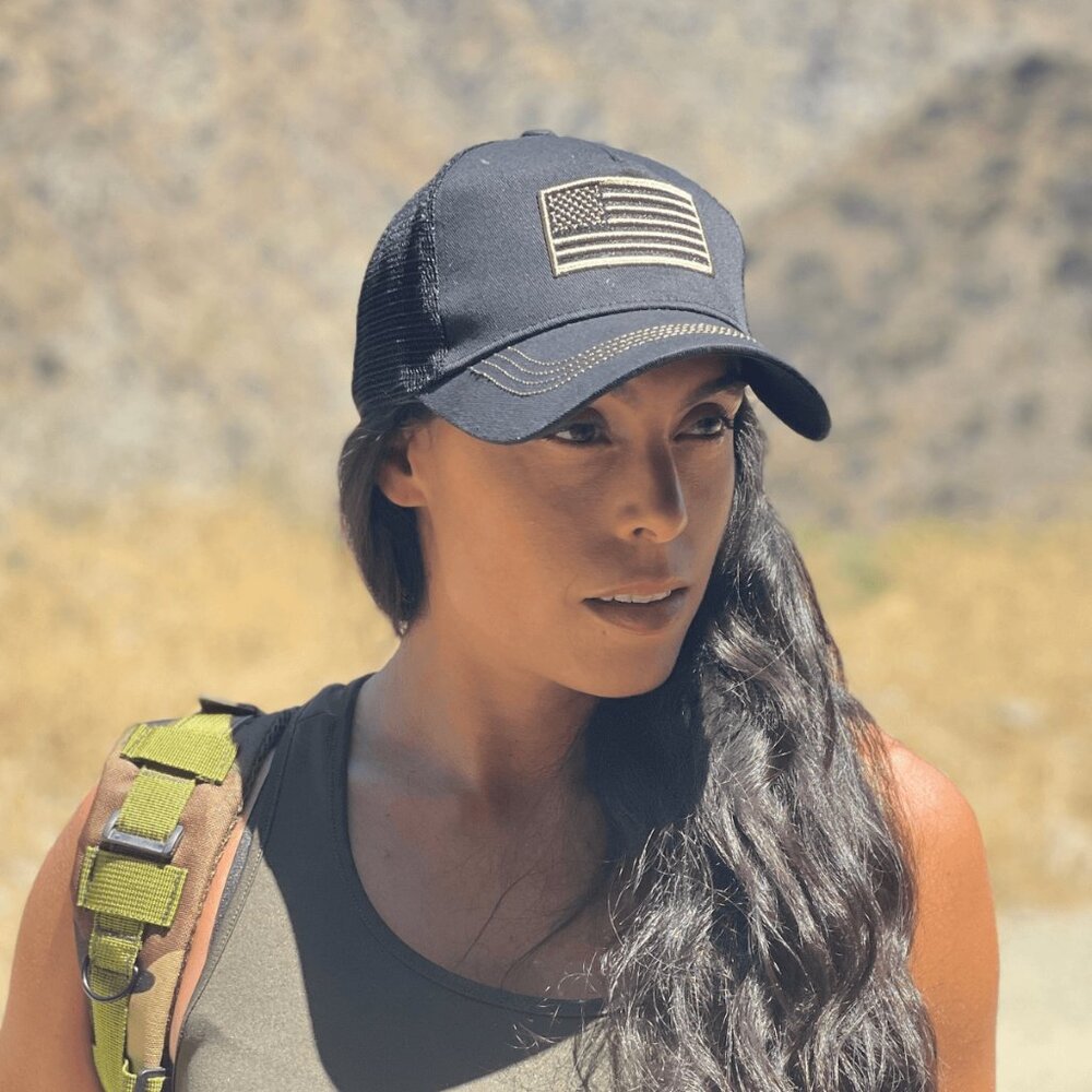 JupiterGear American Flag Trucker Hat with Adjustable Strap Black Green